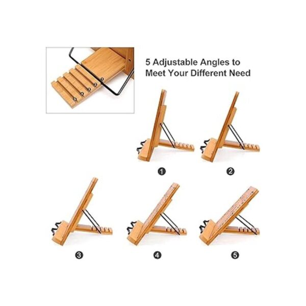 MEGREZ Soporte plegable de bambú para libros de cocina de_5