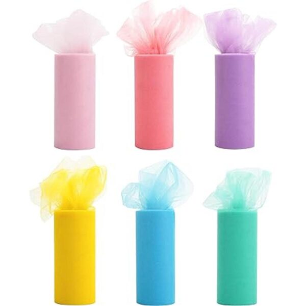 MEEDEE Cinta de tul pastel 6 rollos de cinta de tul de 6_3