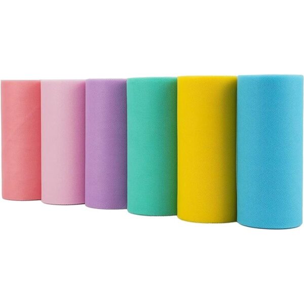 MEEDEE Cinta de tul pastel 6 rollos de cinta de tul de 6_1