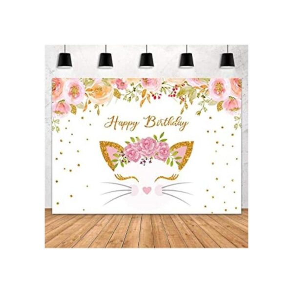 MEHOFOND Decoración de fiesta de cumpleaños de gato rosa_1