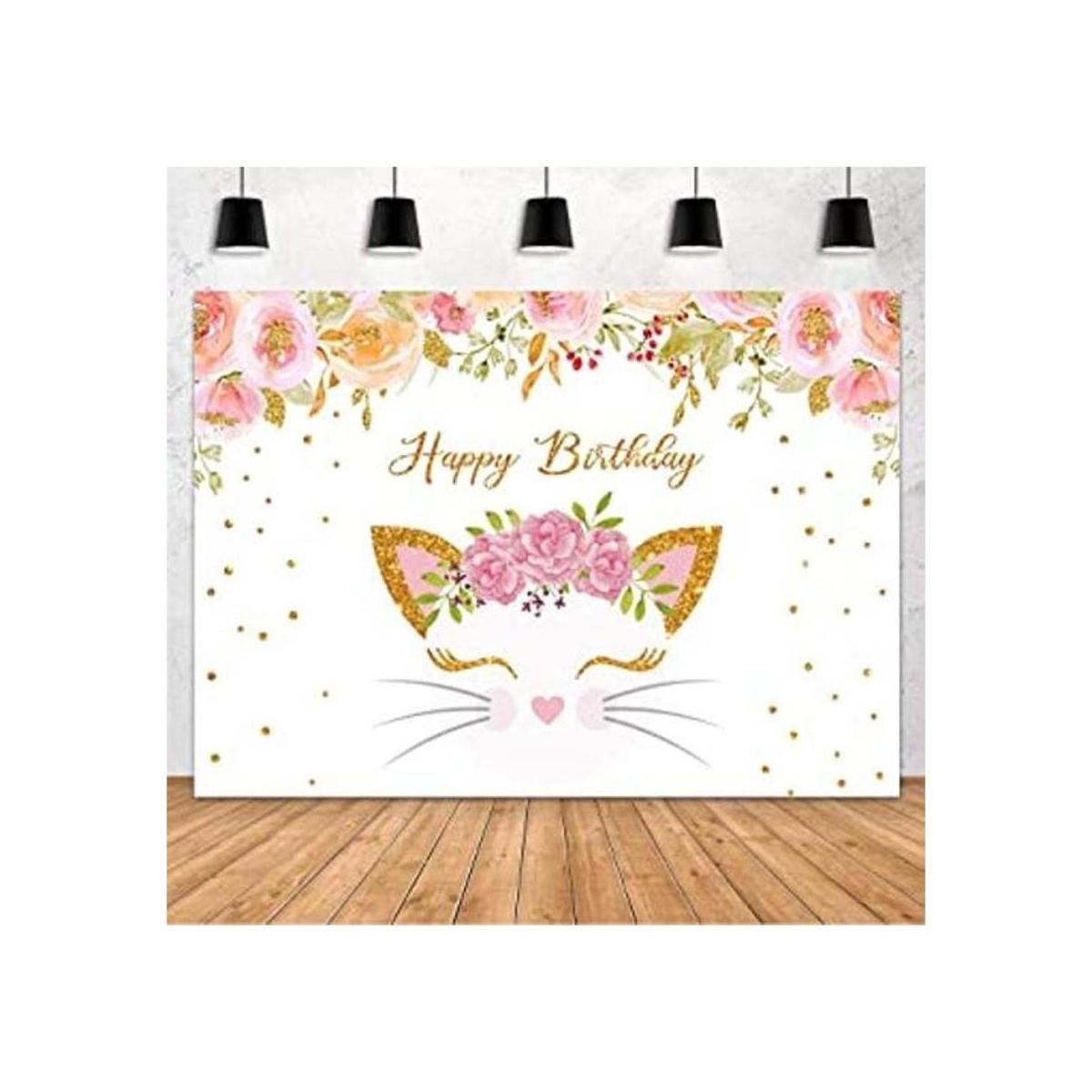MEHOFOND Decoración de fiesta de cumpleaños de gato rosa