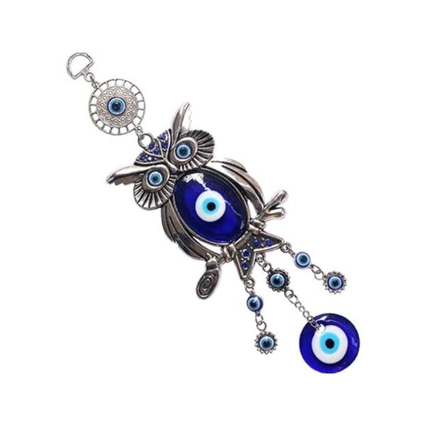 ME9UE Colgante con diseño de búho de ojo malvado azul de