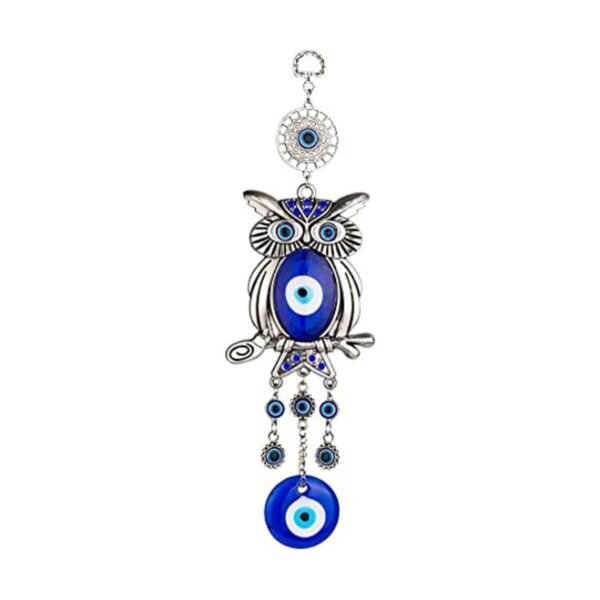 ME9UE Colgante con diseño de búho de ojo malvado azul de