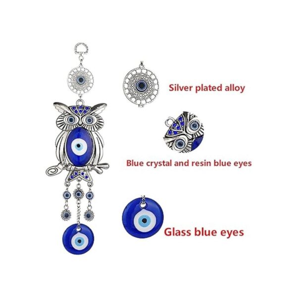 ME9UE Colgante con diseño de búho de ojo malvado azul de