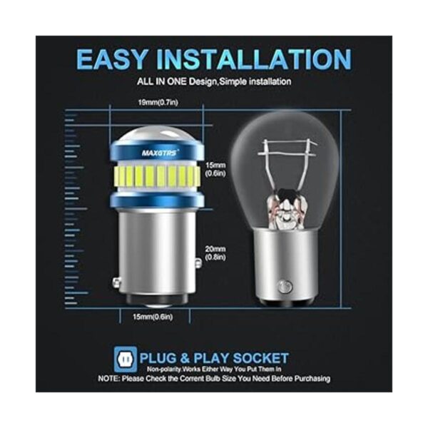 MAXGTRS Bombilla LED de 12 V24 V BAY15D 6000 K xenón_4