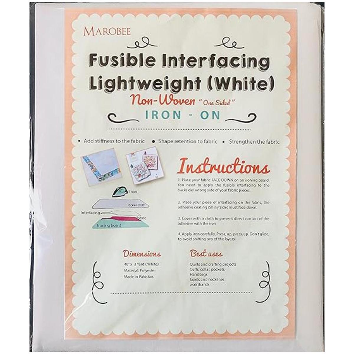 MAROBEE Interfaz blanco fusible ligero no tejido para