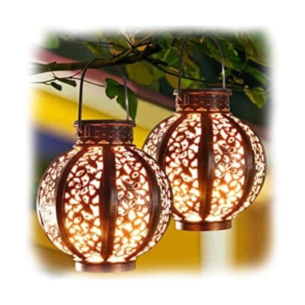 MAGGIFT Paquete de 2 linternas solares colgantes retro con