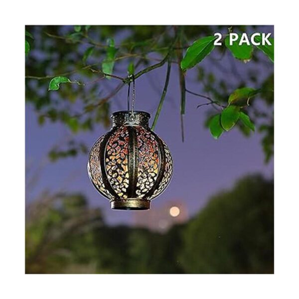 MAGGIFT Paquete de 2 linternas solares colgantes retro con