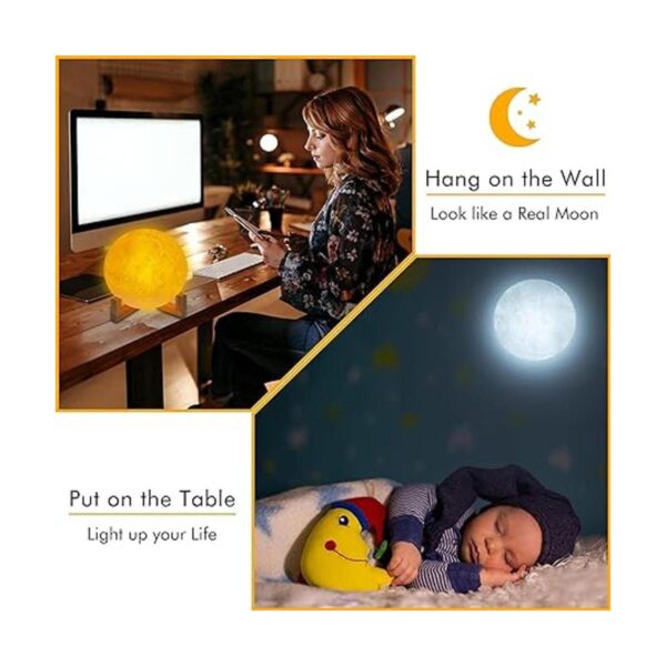 Lámpara lunar luz nocturna para niños montada en pared