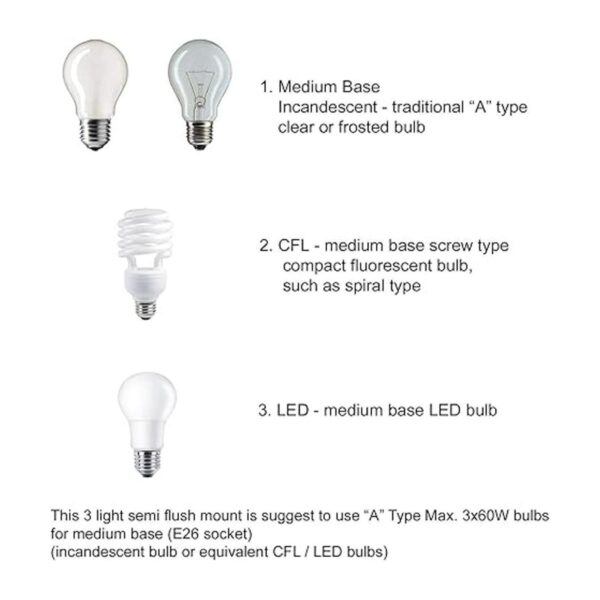 Lámpara de techo semiempotrada de 18 pulgadas 3 luces_3