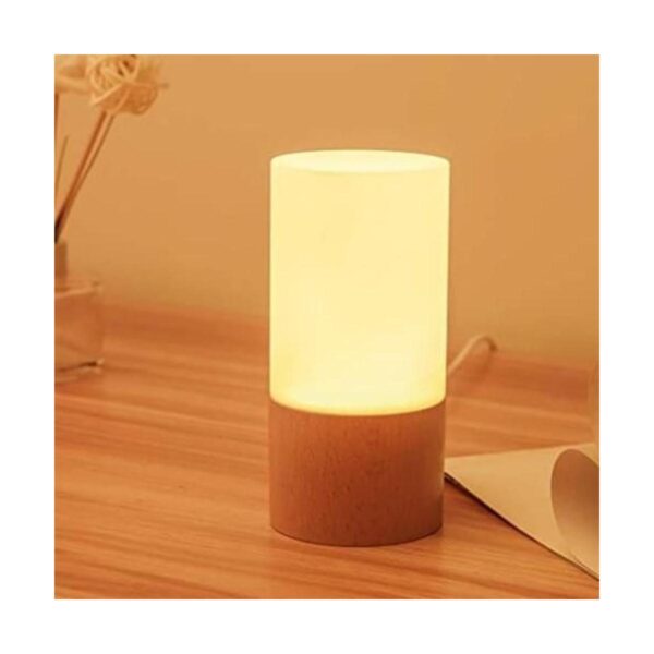 Lámpara de mesa LED pequeña de madera luz nocturna de_1