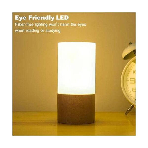 Lámpara de mesa LED pequeña de madera luz nocturna de_2
