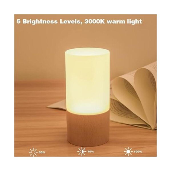 Lámpara de mesa LED pequeña de madera luz nocturna de_3