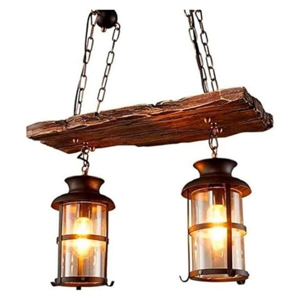 Lámpara colgante retro de madera industrial vintage de