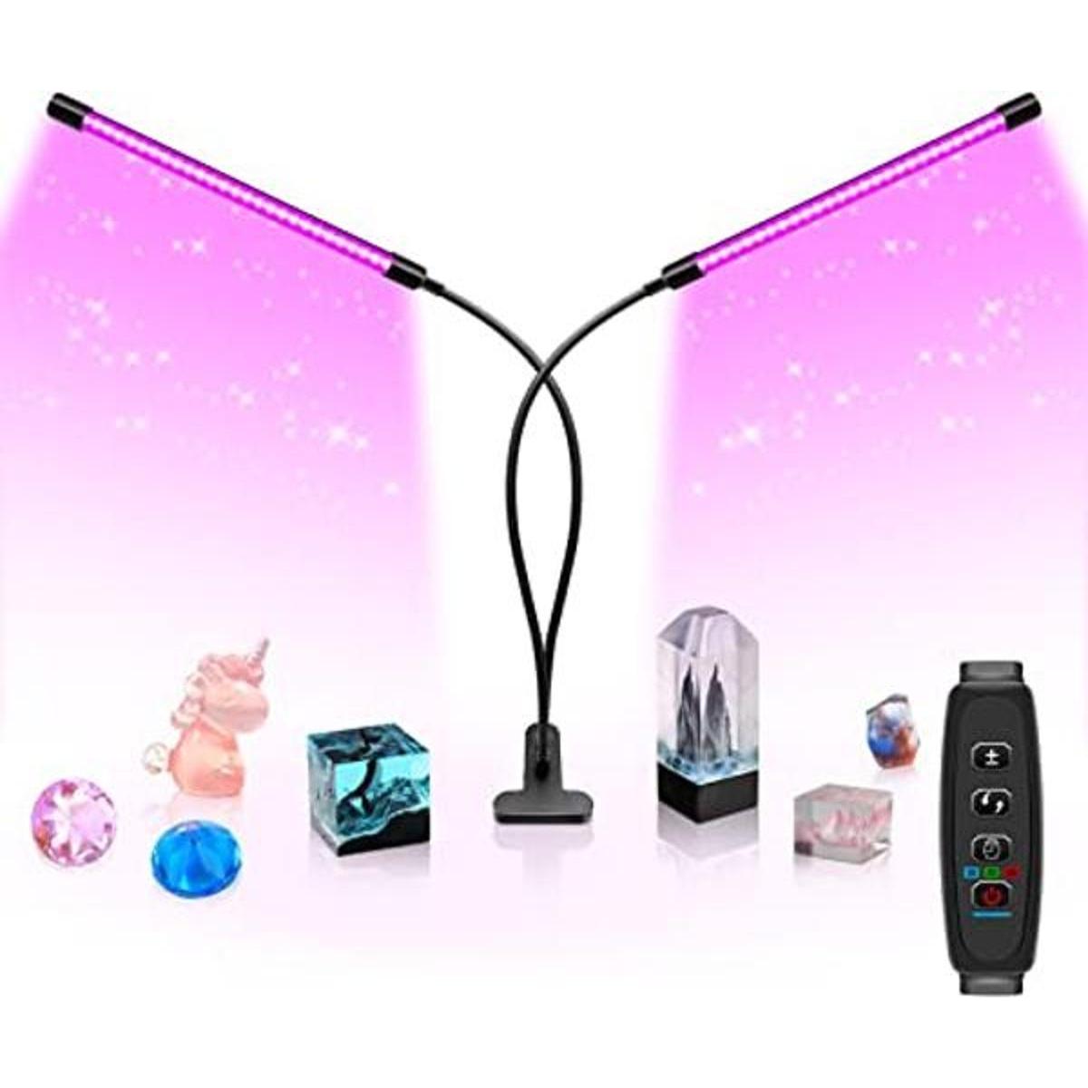 Lámpara LED UV de doble cabeza luz negra de 20 W con clip