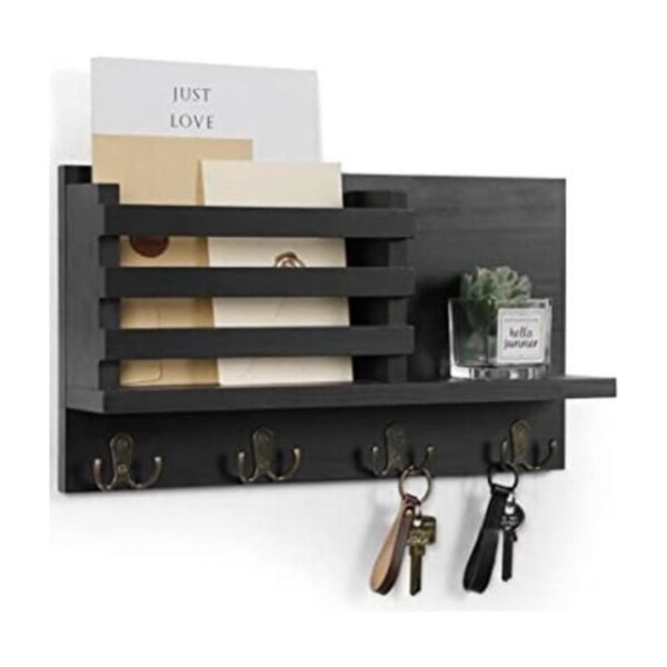Lwenki Soporte para llaves y correo para pared madera