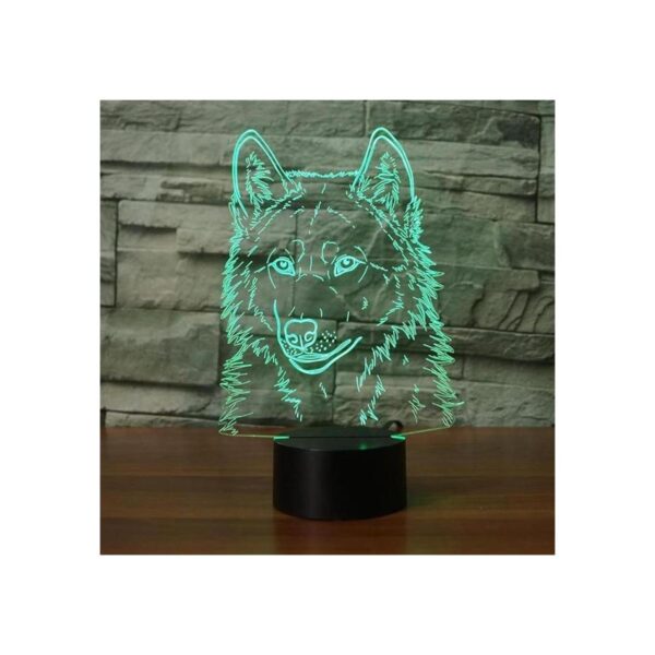 Luz nocturna de cabeza de lobo 3D con control remoto mesa