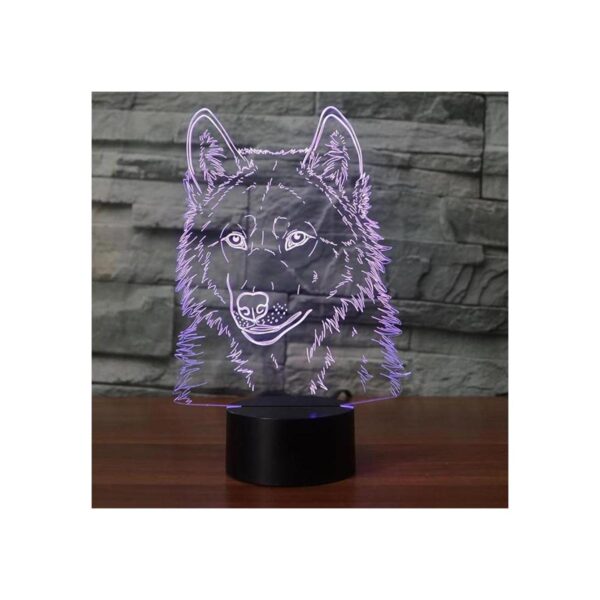 Luz nocturna de cabeza de lobo 3D con control remoto mesa