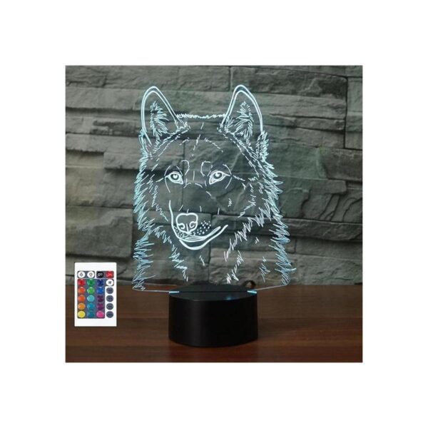 Luz nocturna de cabeza de lobo 3D con control remoto mesa