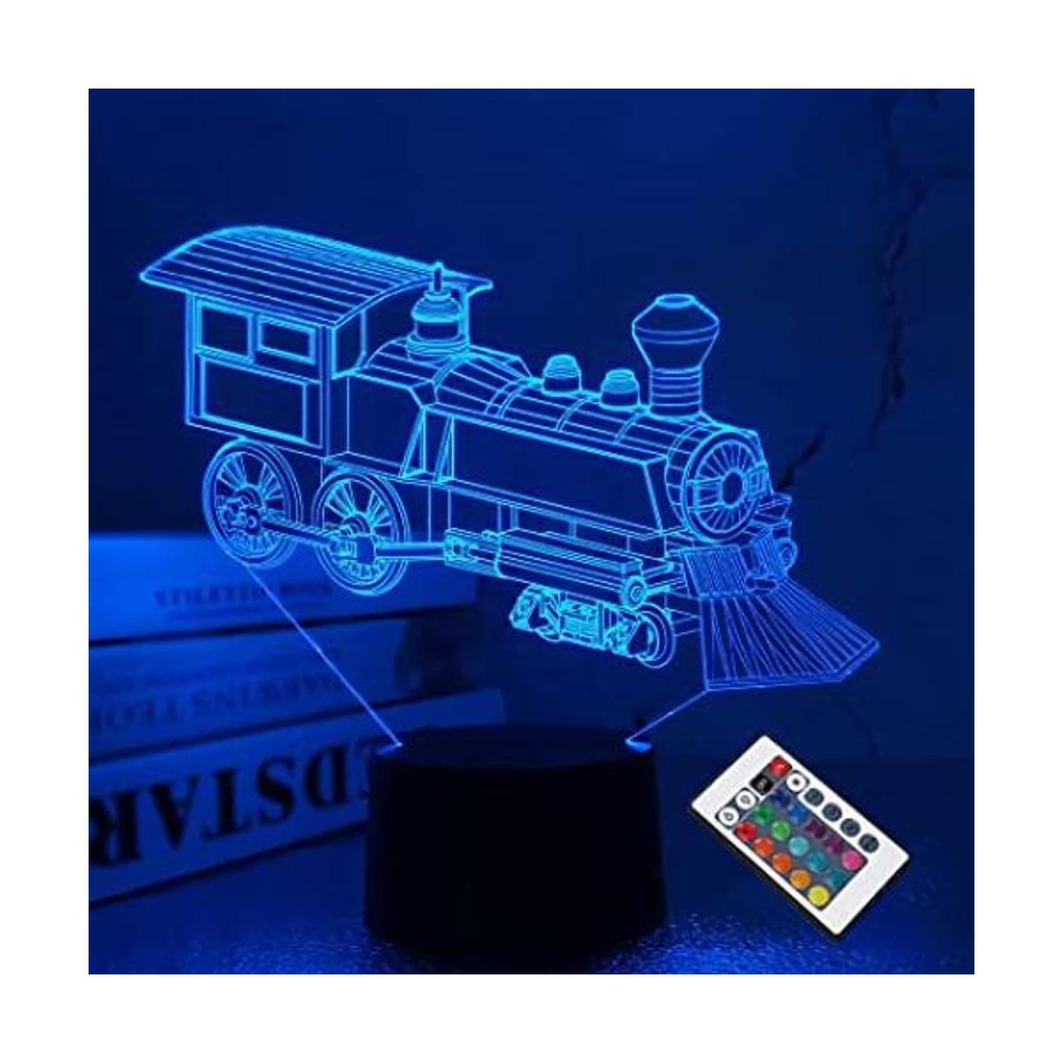 Luz nocturna de tren lámpara de ilusión 3D para niños 16