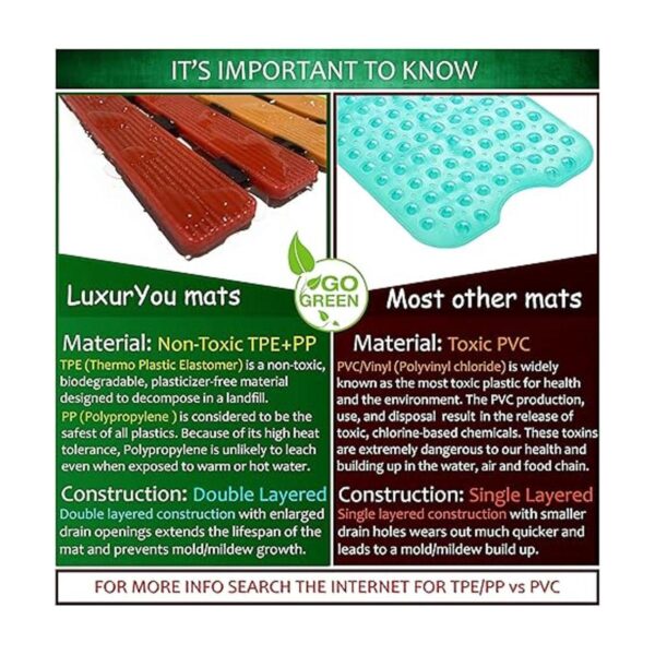 LuxurYou Tapete antideslizante para bañera Tapete de_2