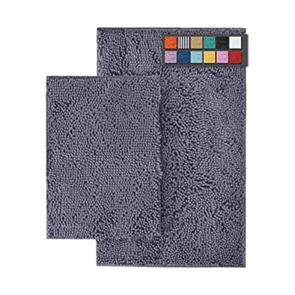 LuxUrux Juego de alfombras de baño de color gris_1