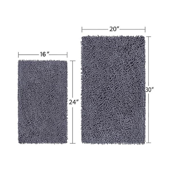 LuxUrux Juego de alfombras de baño de color gris_3