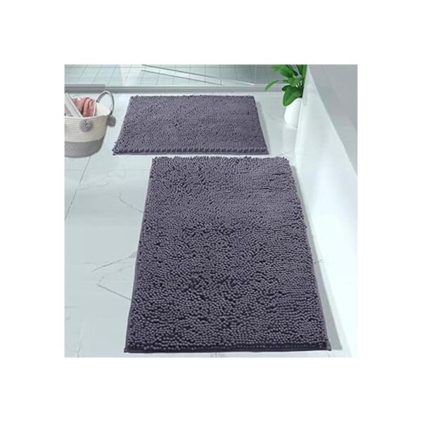 LuxUrux Juego de alfombras de baño de color gris_2