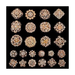 Lucky Monet Juego de 24 broches de cristal con diamantes