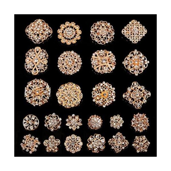 Lucky Monet Juego de 24 broches de cristal con diamantes