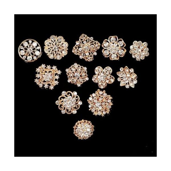 Lucky Monet Juego de 24 broches de cristal con diamantes