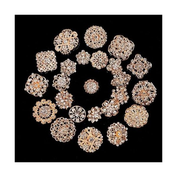 Lucky Monet Juego de 24 broches de cristal con diamantes