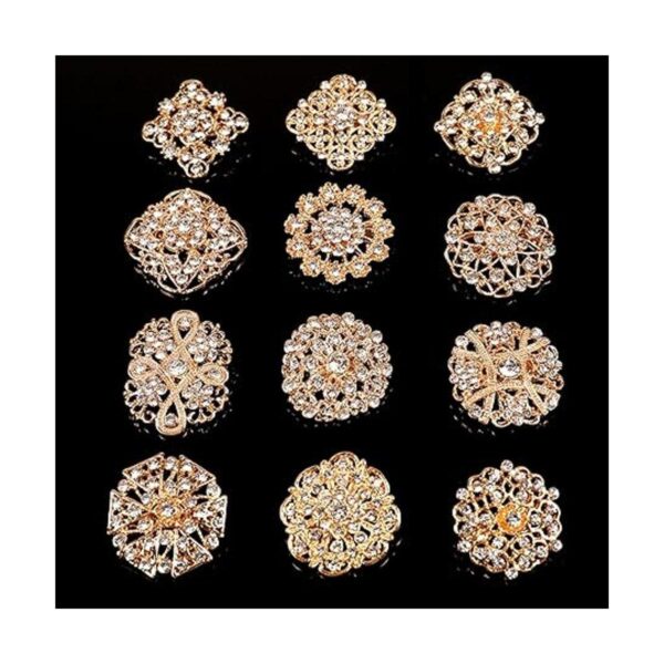 Lucky Monet Juego de 24 broches de cristal con diamantes