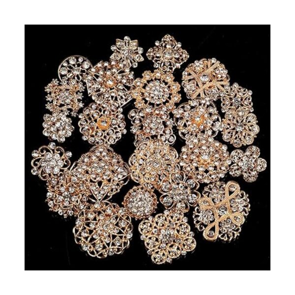 Lucky Monet Juego de 24 broches de cristal con diamantes