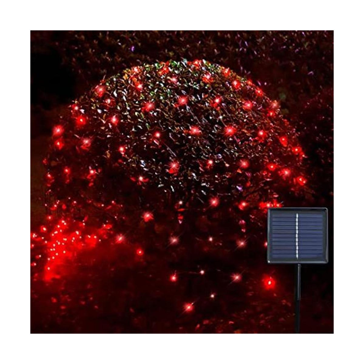 Luces solares de Navidad rojas 204 luces LED de malla