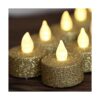 Luces de té LED con pilas velas votivas sin llama doradas_1