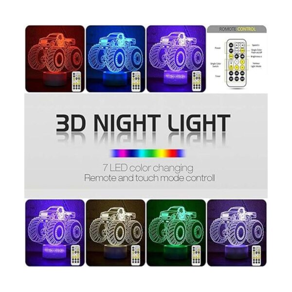Luces de noche para niños Monster Truck 3D luz nocturna_2