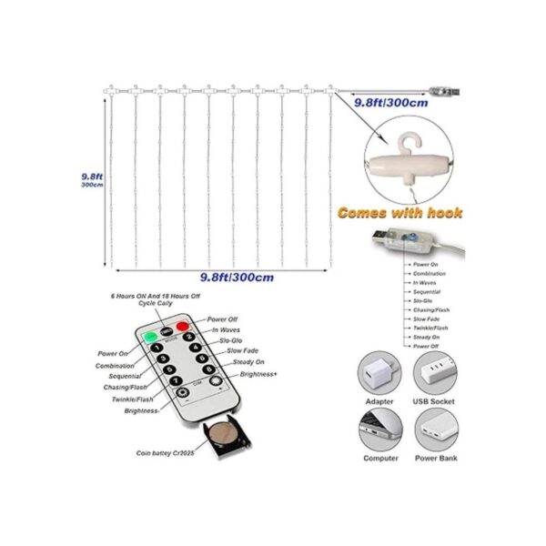 Luces LED de cortina de hadas con control remoto