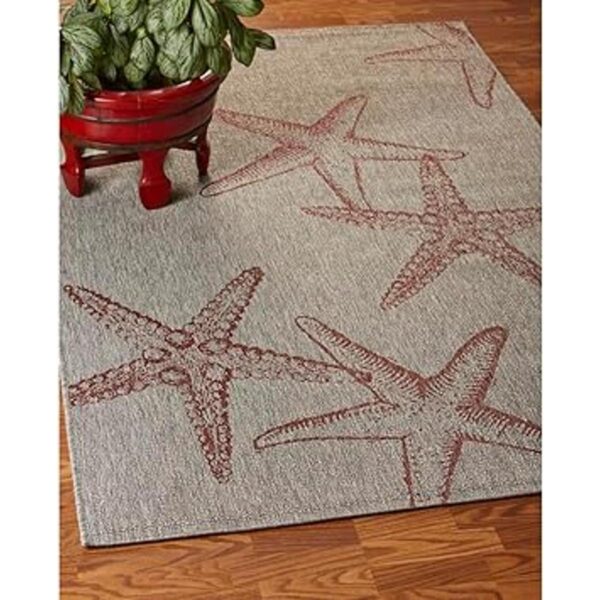 Lr Home Red Starfish Constellation Accent Alfombra Beige