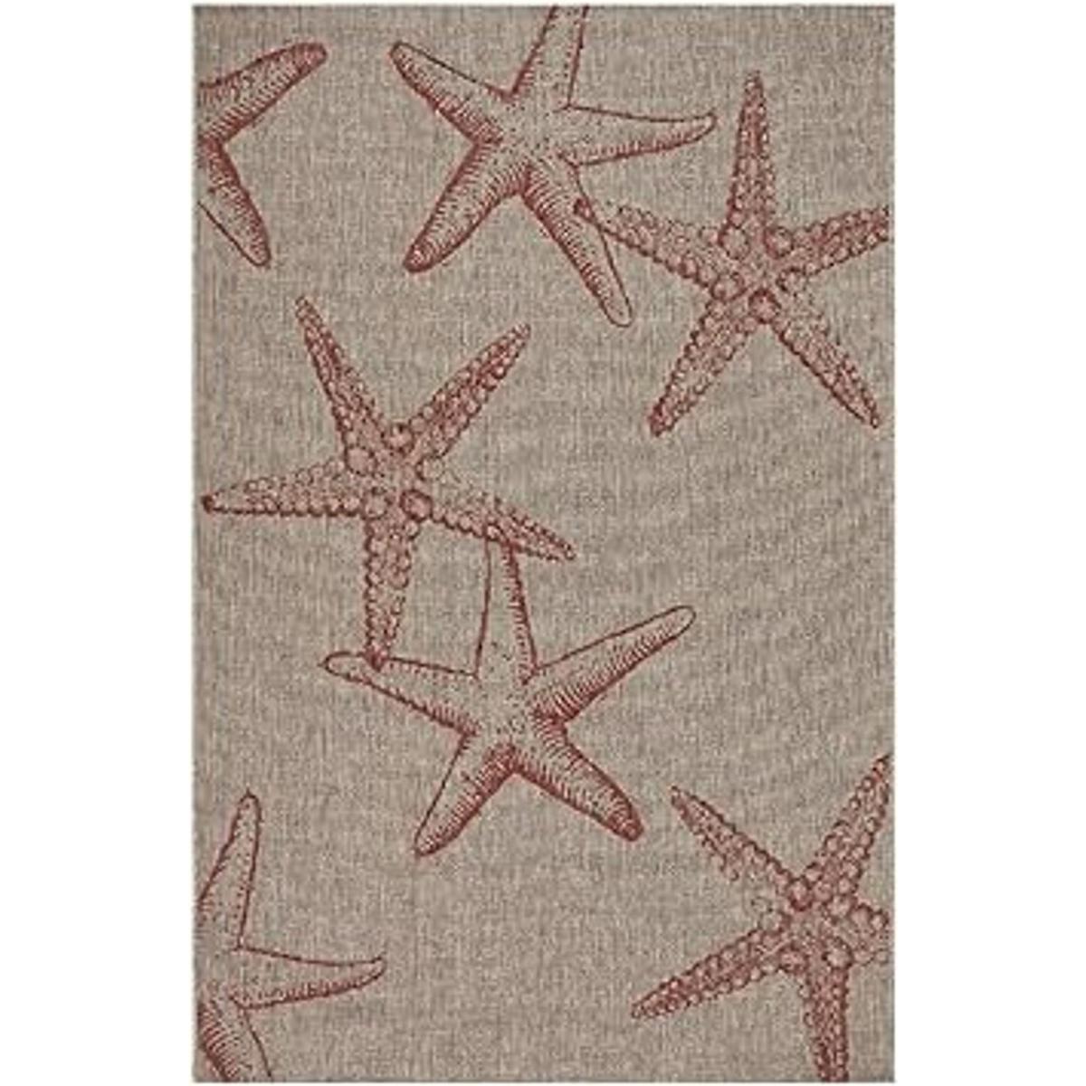 Lr Home Red Starfish Constellation Accent Alfombra Beige