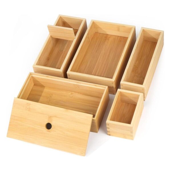 LotFancy Organizador de cajones de bambú paquete de 5