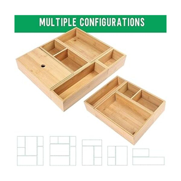 LotFancy Organizador de cajones de bambú paquete de 5
