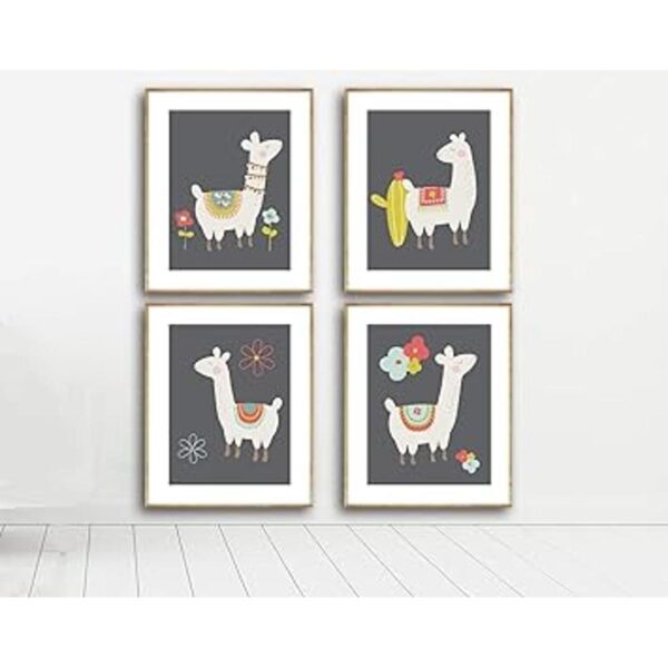 Llama Wall Decor Art Posters Juego de 4 11.3 x 14.0 in_3