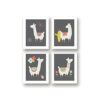 Llama Wall Decor Art Posters Juego de 4 11.3 x 14.0 in_1