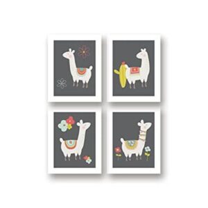 Llama Wall Decor Art Posters Juego de 4 11.3 x 14.0 in_1