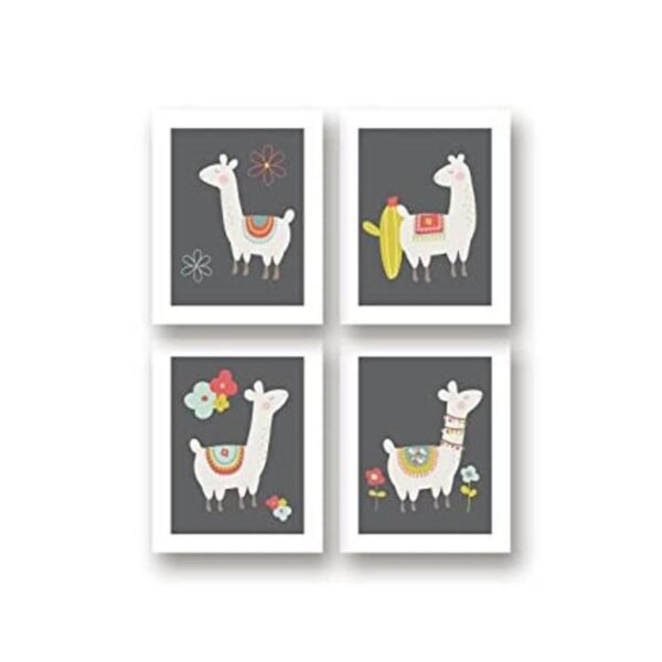 Llama Wall Decor Art Posters Juego de 4 11.3 x 14.0 in_1