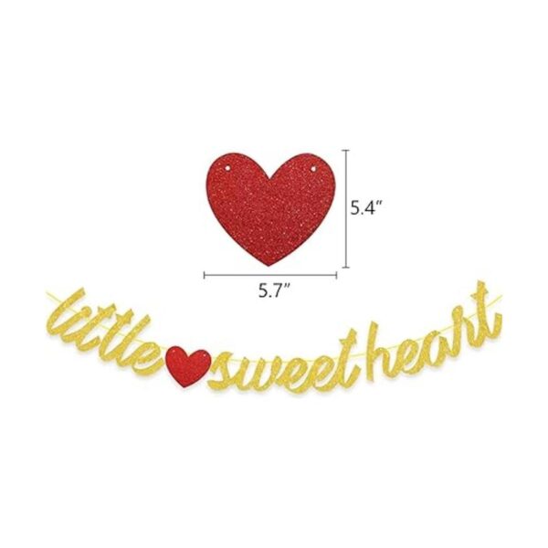 Little Sweetheart Banner Rojo Rosa Corazón Guirnaldas Oro_2