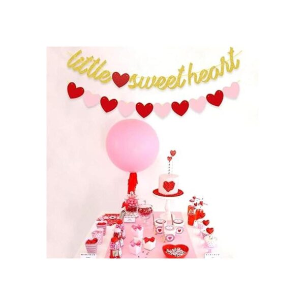 Little Sweetheart Banner Rojo Rosa Corazón Guirnaldas Oro_5