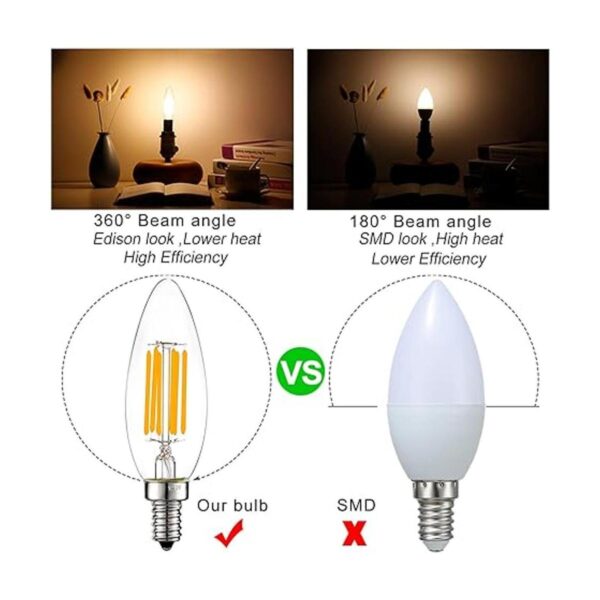 LiteHistory Bombilla LED B10 regulable de 6 W igual a 60_2