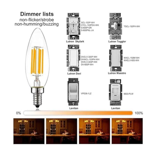 LiteHistory Bombilla LED B10 regulable de 6 W igual a 60_3